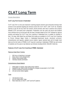 Regular Classroom Program: CLAT- Long Term Course