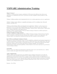 Regular Classroom Program: VMWARE administration