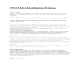 Regular Classroom Program: VMWARE administration
