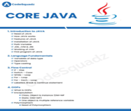 Core JAVA Codesquadz brochure