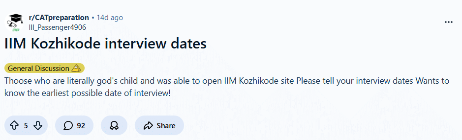 IIM Kozhikode PGP Admission Interview Discussion Reddit