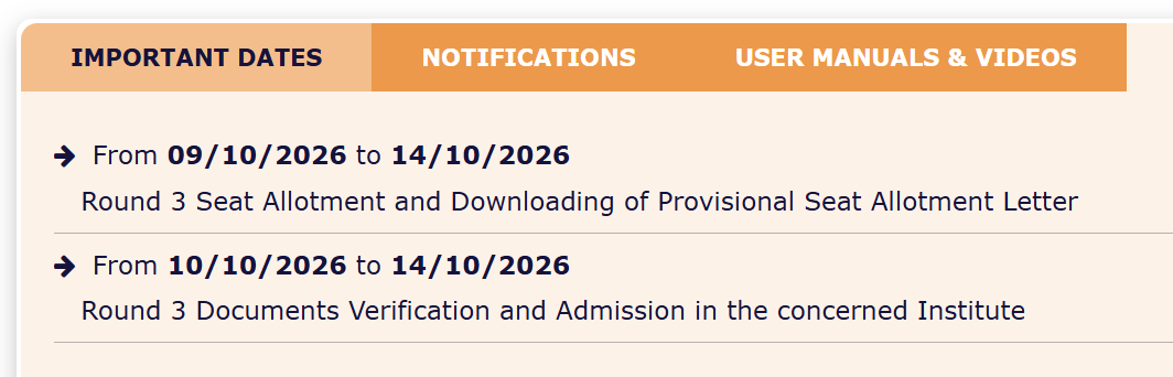 Jharkhand NEET UG 2026 Round 3 Important Dates