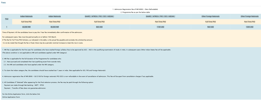 Fee Structure 2026 (As per website)-