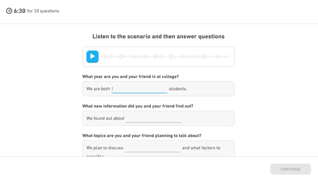 Duolingo exam pattern