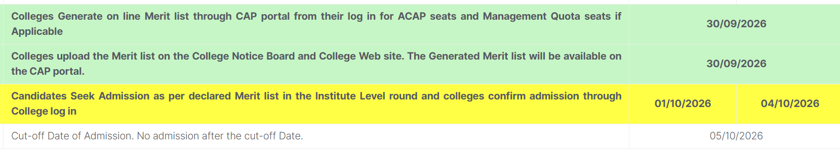 MAH 5-Year LLB CAP 2026 Institutional Round Important&nbsp;Dates