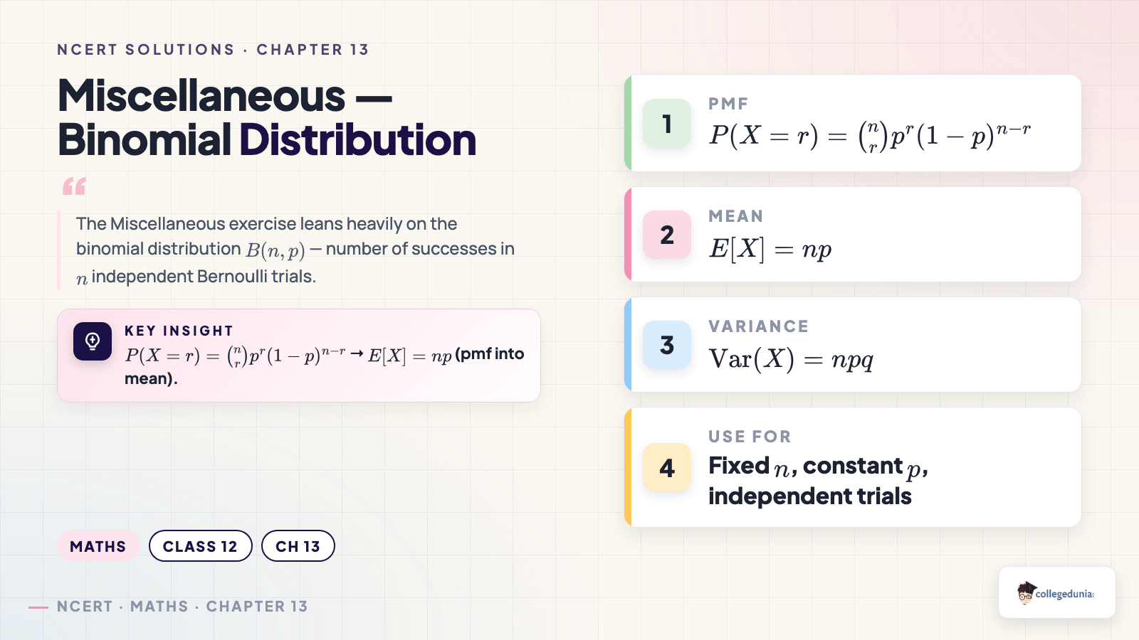 Binomial distribution for the Probability Miscellaneous Exercise