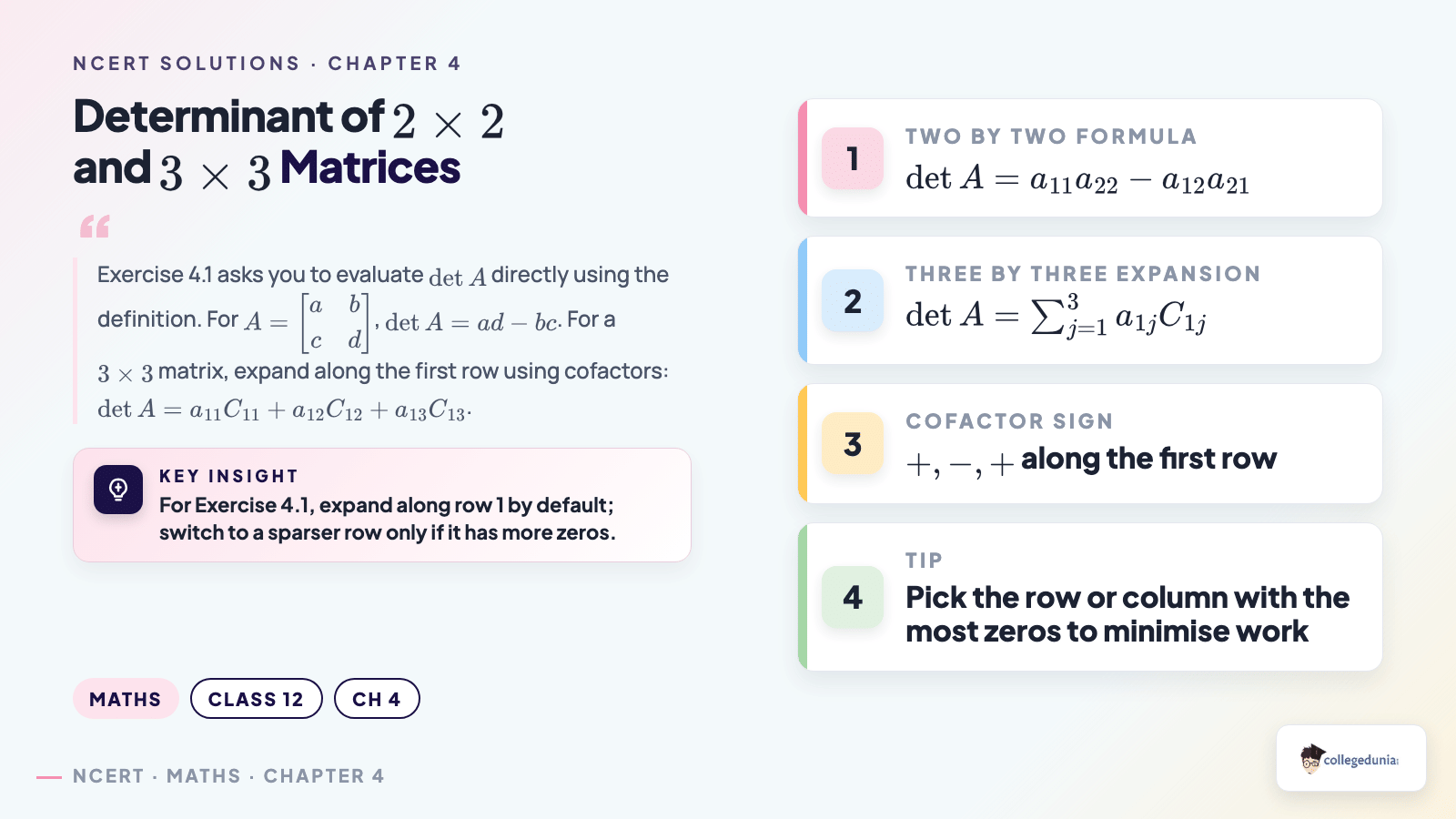 Determinant of 2x2 and 3x3 matrices basics