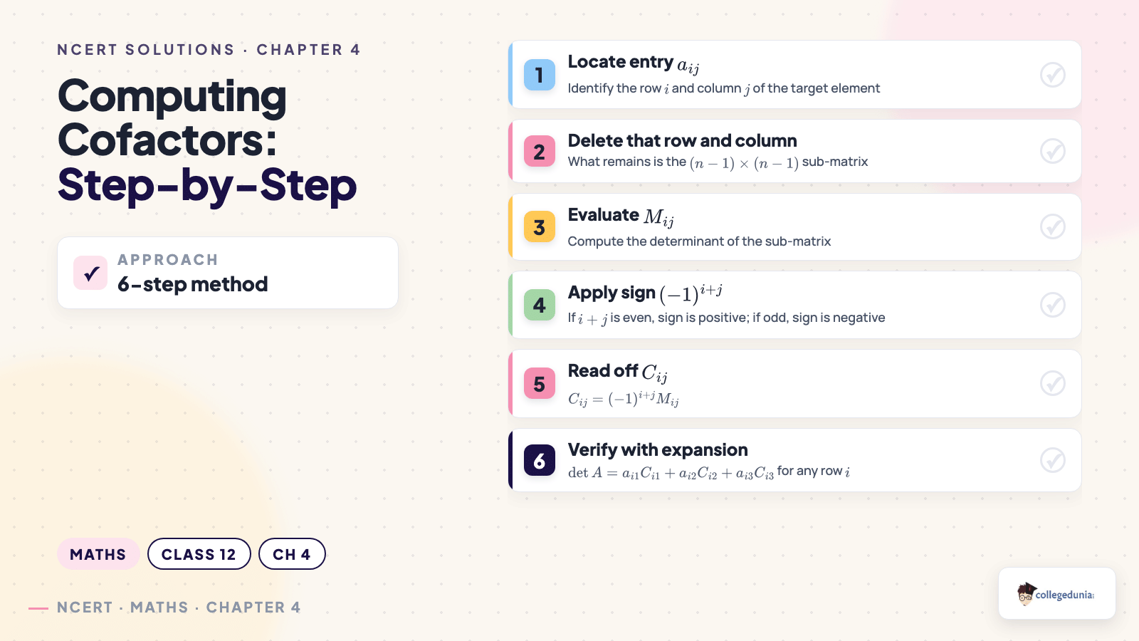 Step-by-step computing cofactors