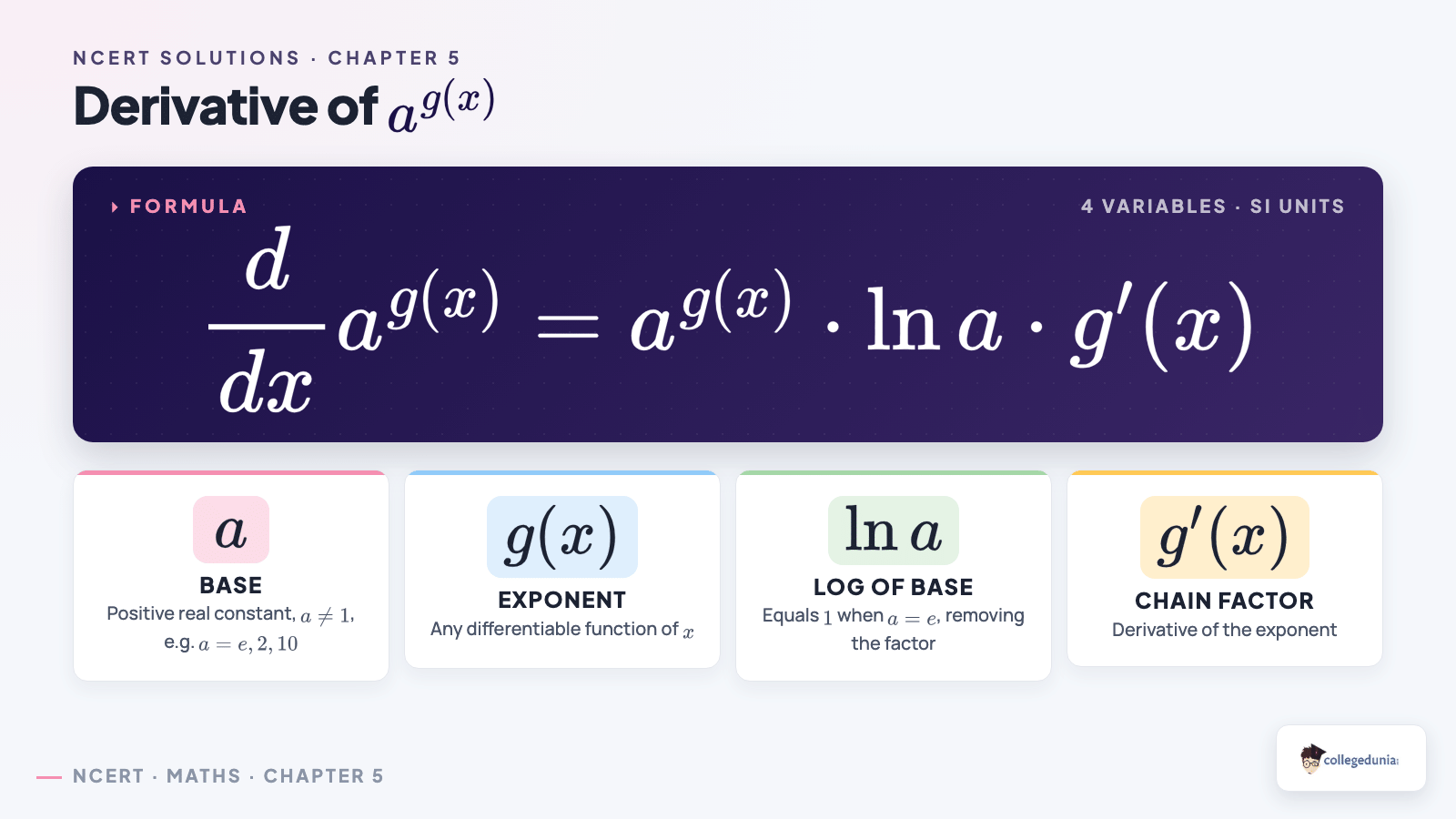 Exponential and logarithmic derivative formula for Class 12 Maths Chapter 5 Exercise 5.4