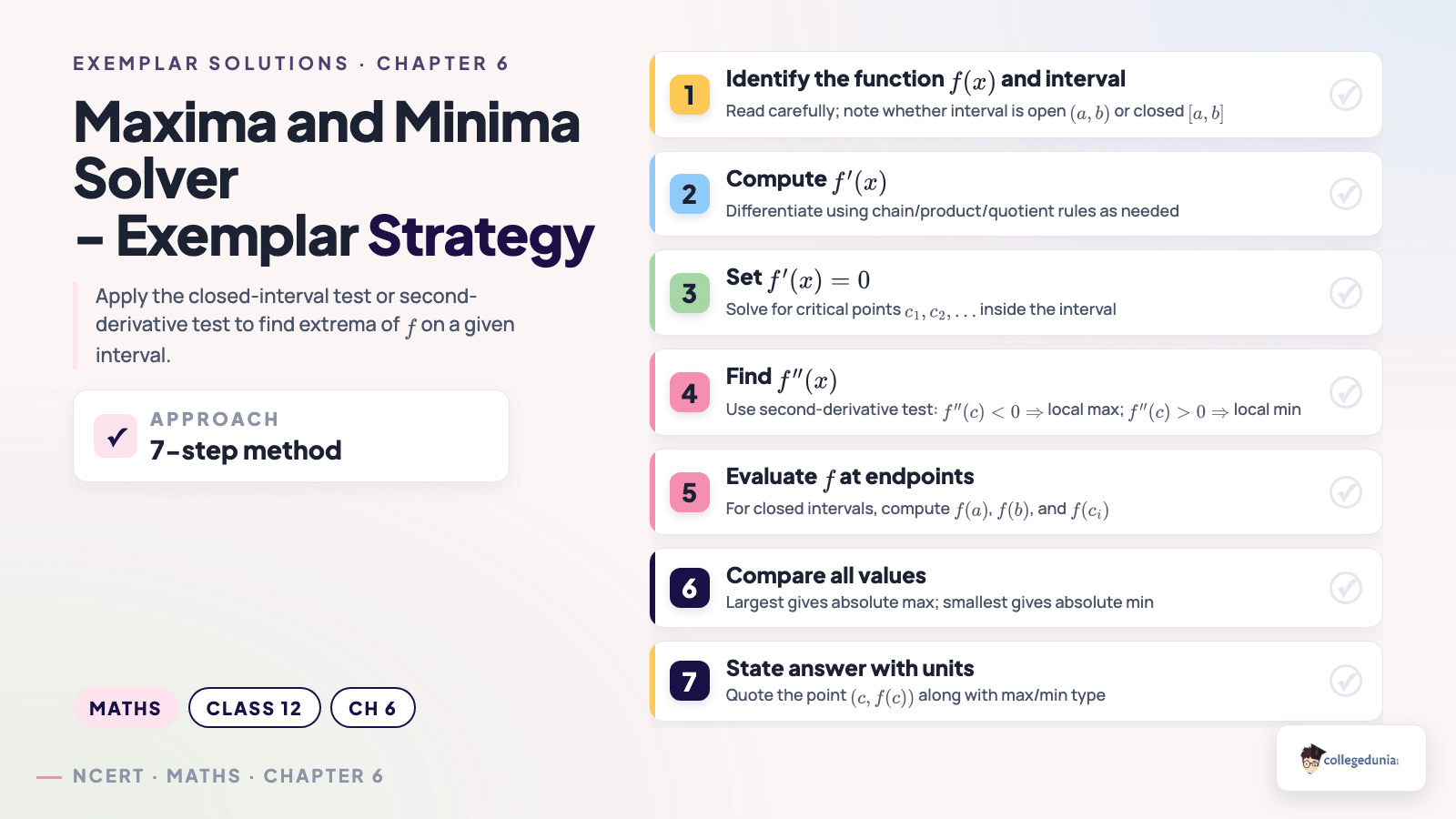 Maxima and minima solver strategy for NCERT Exemplar Class 12 Maths Chapter 6