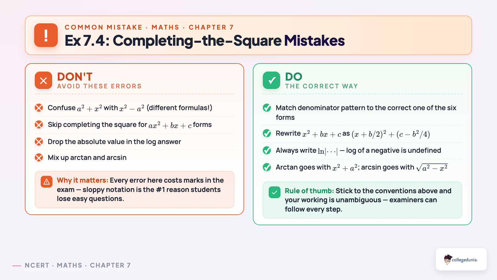 Ex74 completing square for Class 12 Maths Chapter 7 Integrals