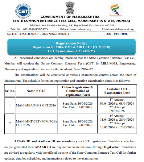 mht cet registration