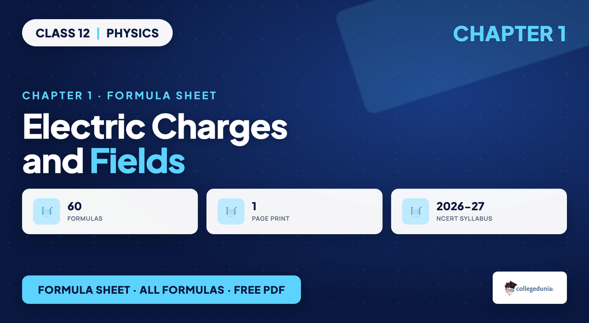 Electric Charges and Fields Formula Sheet - Class 12 Physics