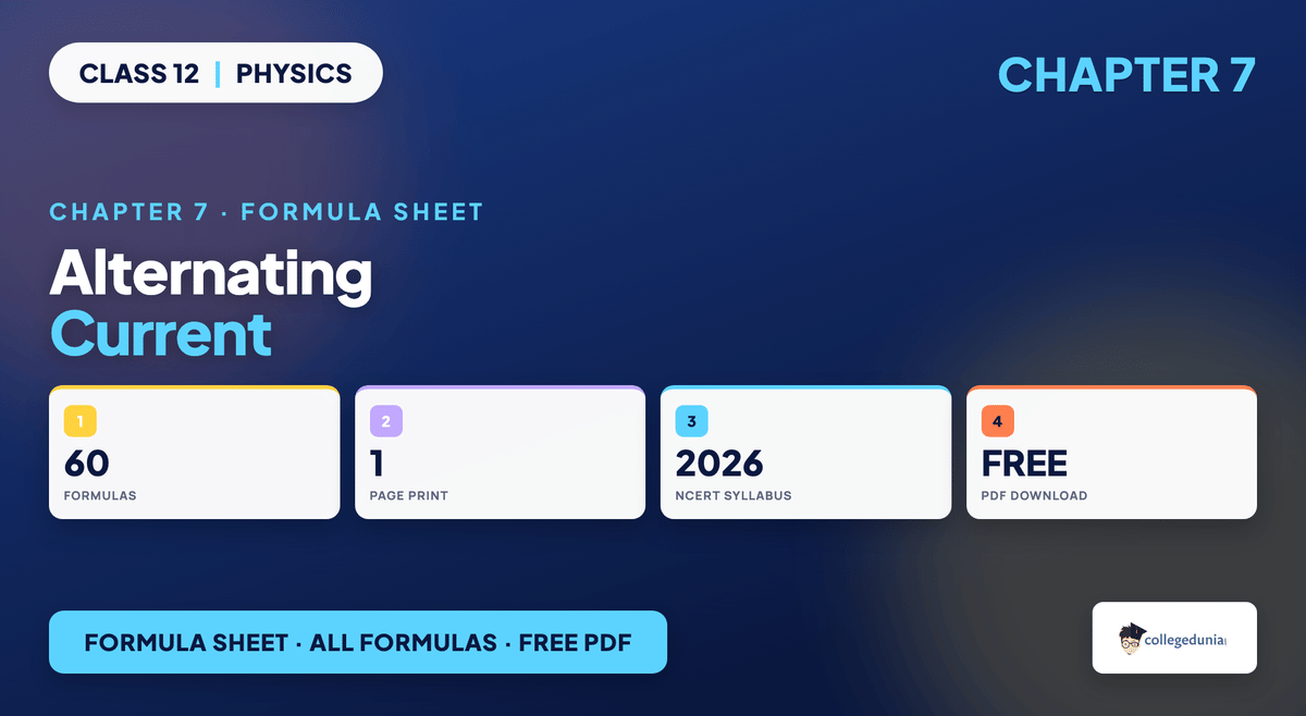 Alternating Current Formula Sheet - Class 12 Physics