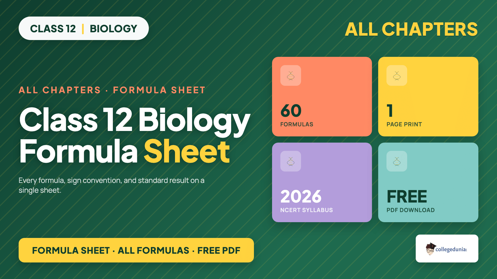 Class 12 Biology Formula Sheet