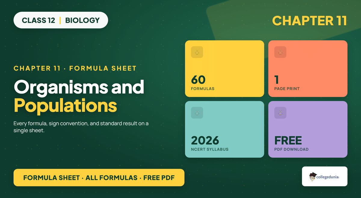 Organisms And Populations Formula Sheet - Class 12 Biology