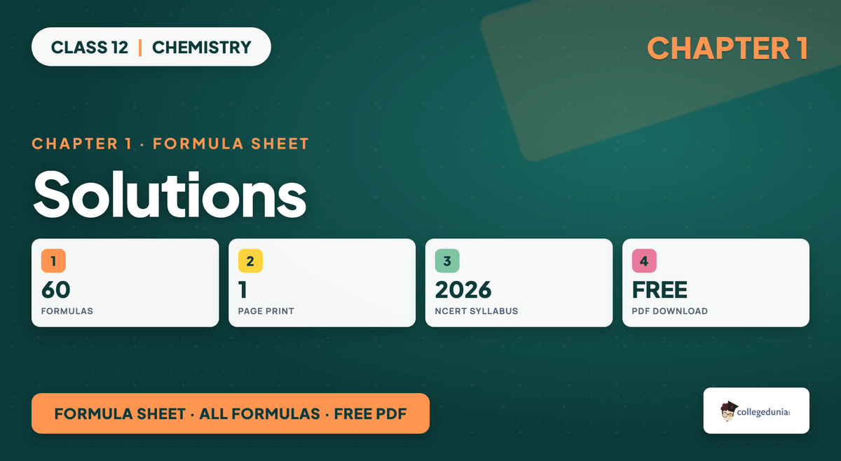 Solutions Formula Sheet - Class 12 Chemistry