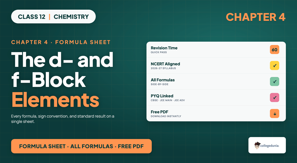 The D And F Block Elements Formula Sheet - Class 12 Chemistry