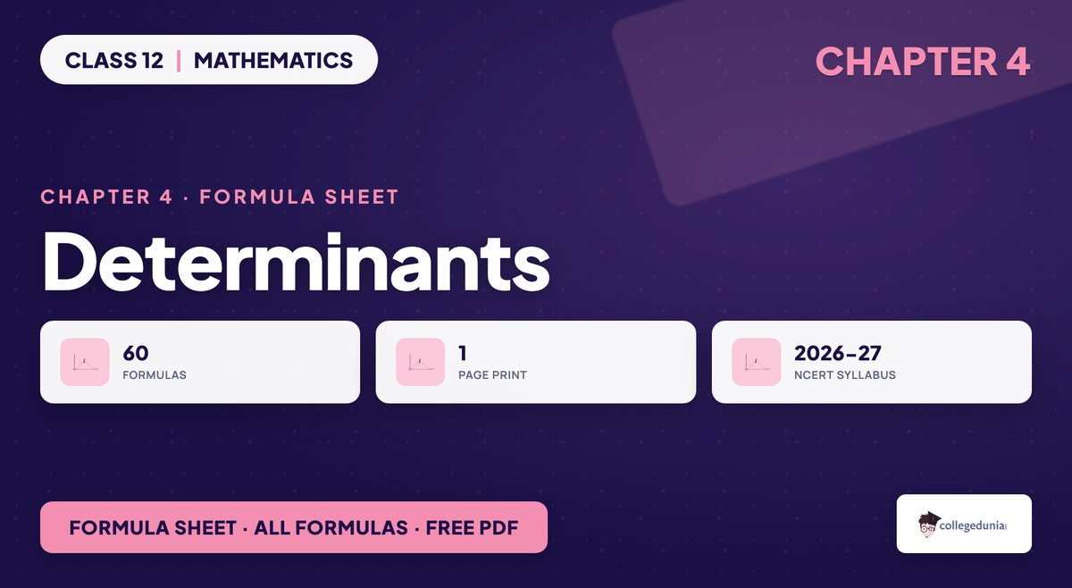 Determinants Formula Sheet - Class 12 Maths