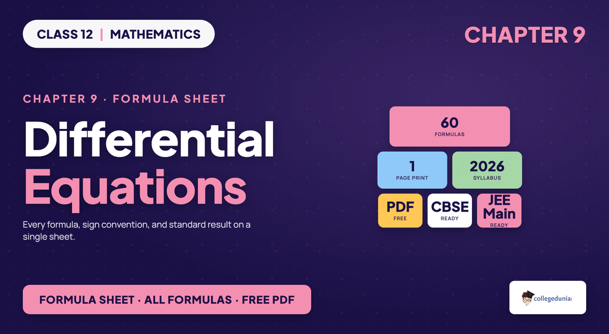 Differential Equations Formula Sheet - Class 12 Maths