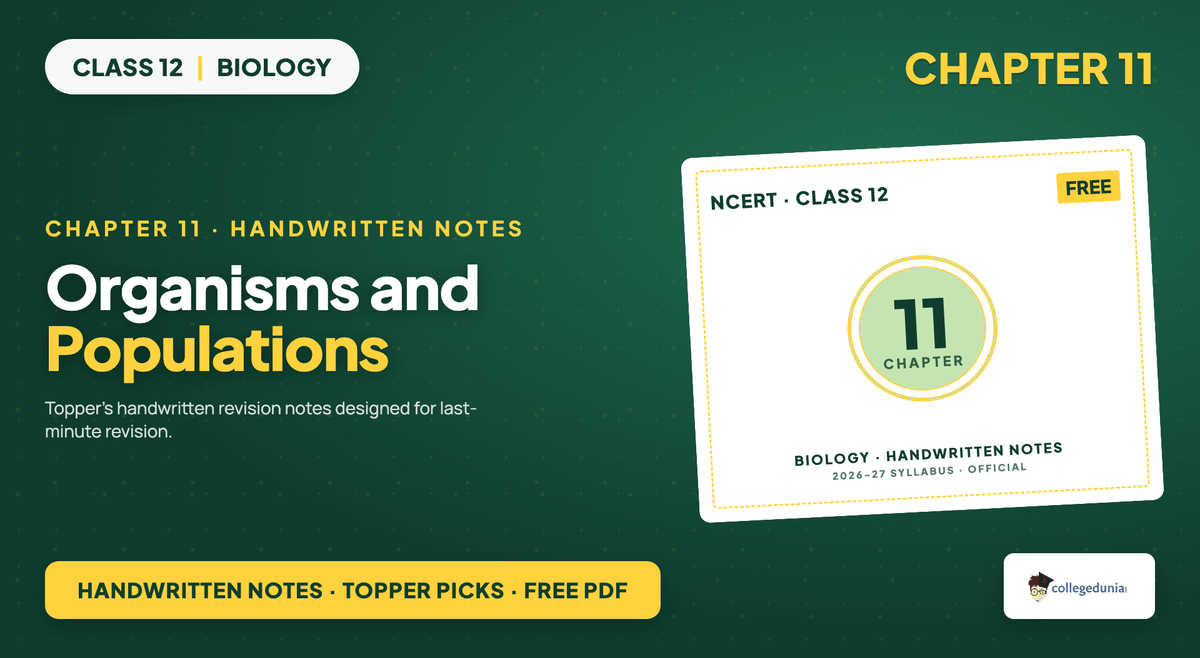 Organisms And Populations Handwritten Notes - Class 12 Biology