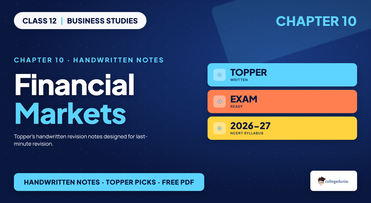 Financial Markets Handwritten Notes - Class 12 Business Studies