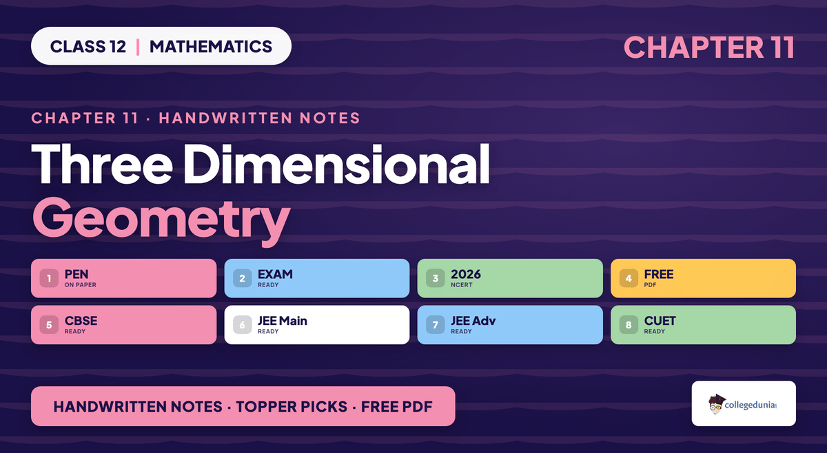 Three Dimensional Geometry Handwritten Notes - Class 12 Maths