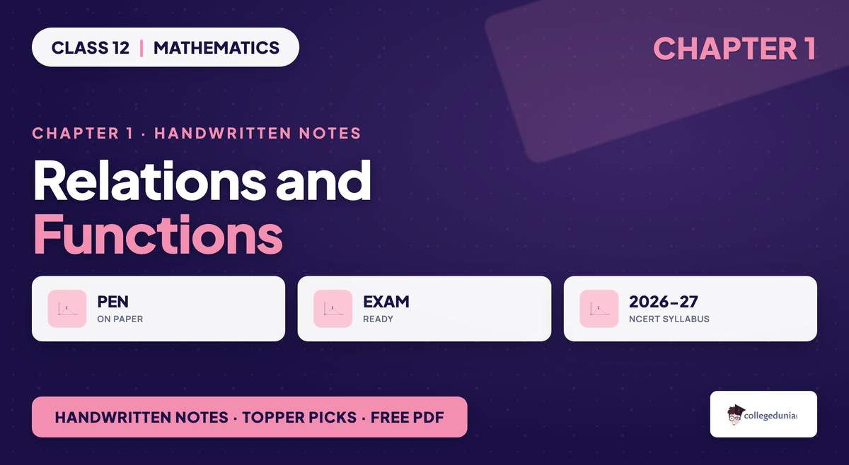 Relations And Functions Handwritten Notes - Class 12 Maths
