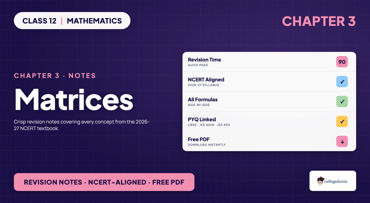 Matrices NCERT Notes - Class 12 Maths