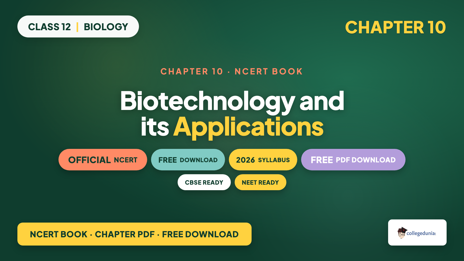 Biotechnology And Its Applications NCERT Book PDF - Class 12 Biology