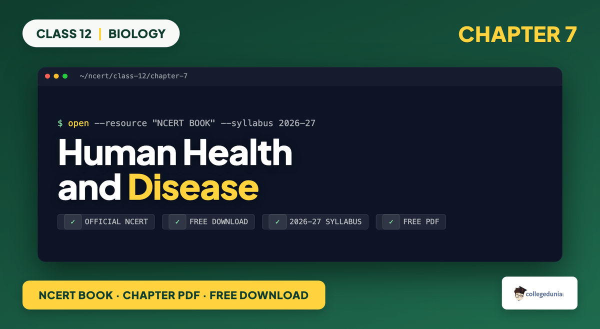 Human Health And Disease NCERT Book PDF - Class 12 Biology