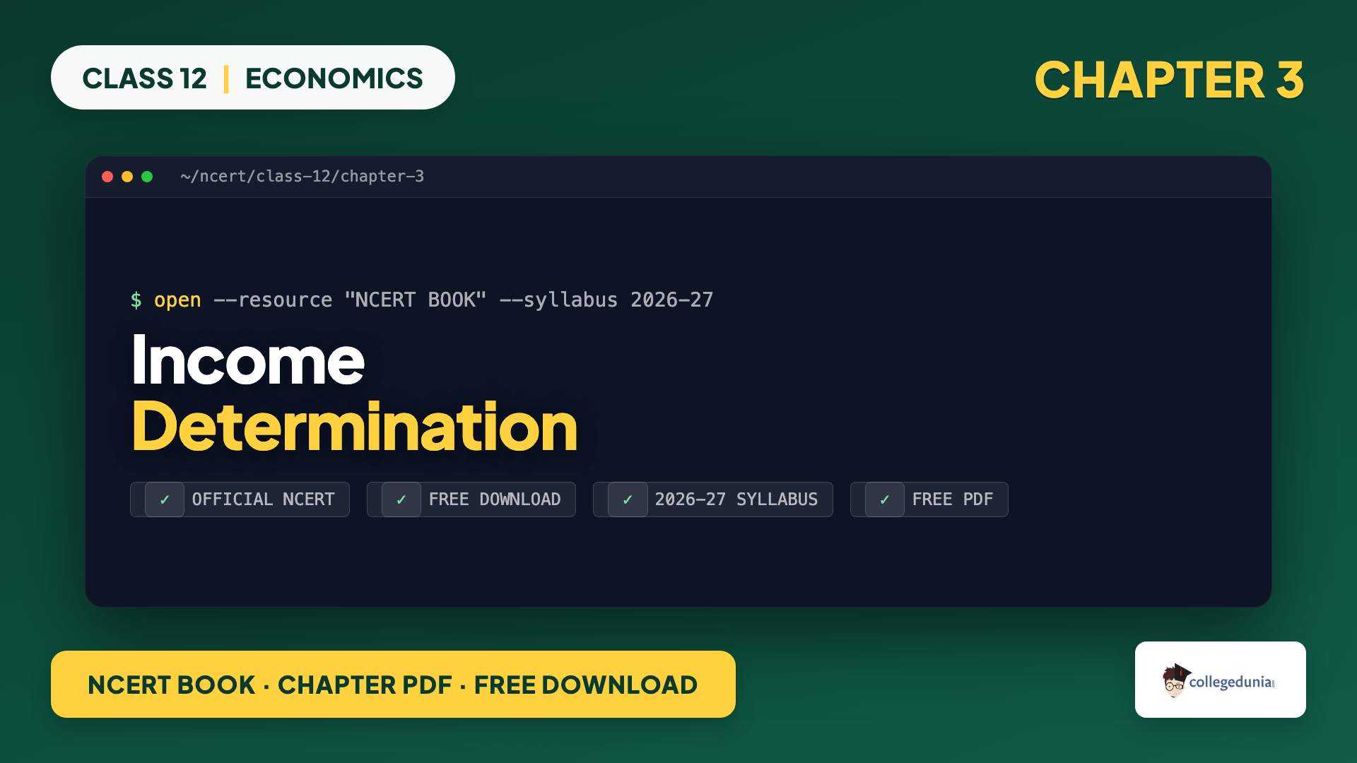 Class 12 Economics Chapter 4 Income Determination NCERT Solutions by Collegedunia, 2026-27 step-by-step answers