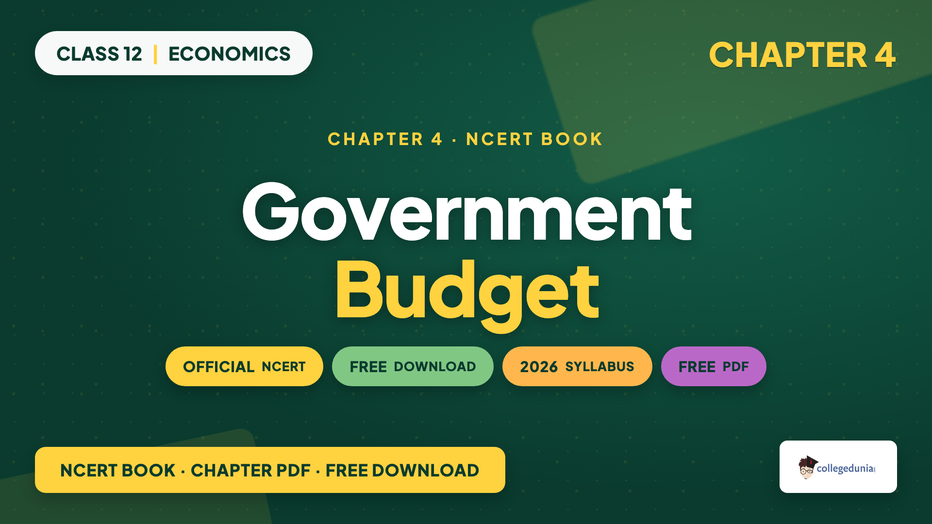 Class 12 Economics Chapter 5 Government Budget and the Economy NCERT Book PDF download