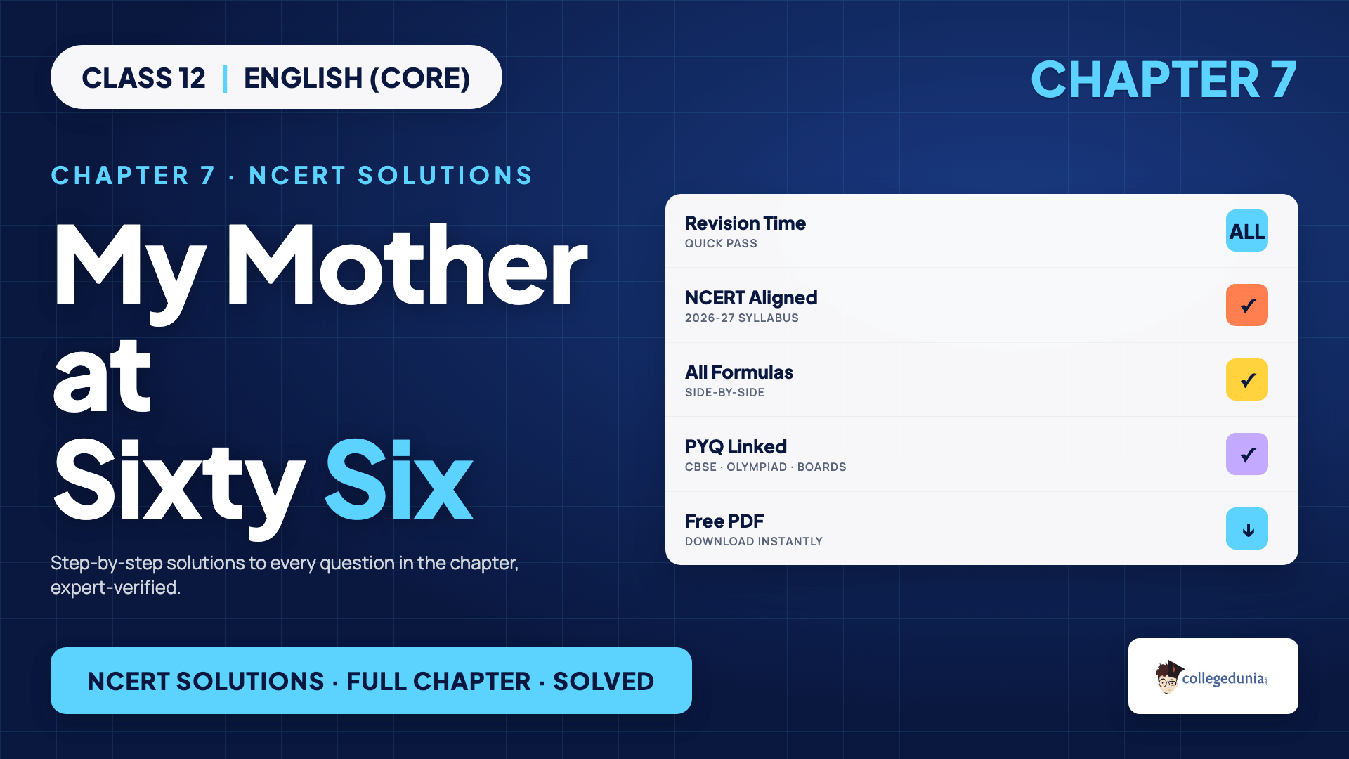 My Mother at Sixty-Six - Poem Snapshot - Class 12 English (Core) Chapter 7
