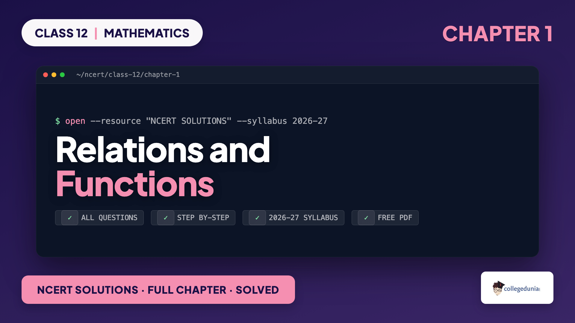 Relations and Functions Class 12 Maths NCERT Solutions
