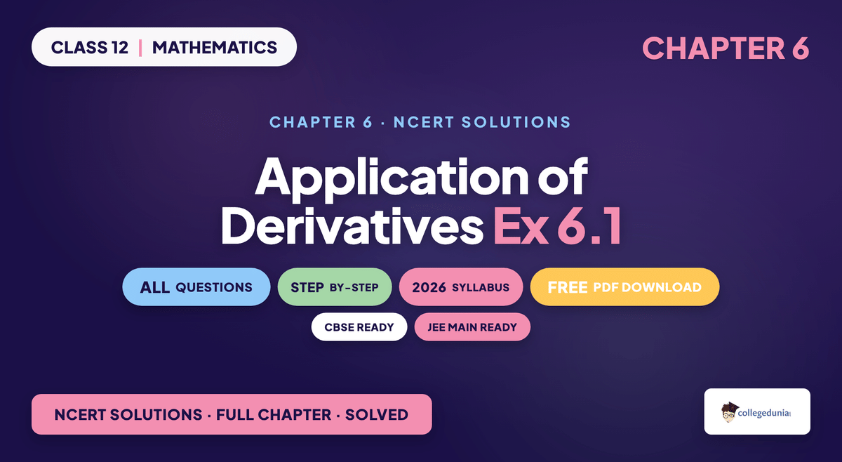 Application Of Derivatives Exercise 6 1 NCERT Solutions - Class 12 Maths