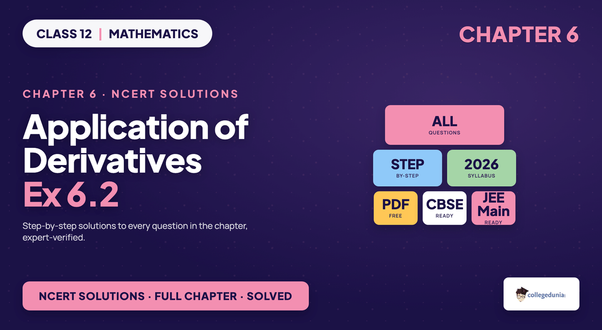 Application Of Derivatives Exercise 6 2 NCERT Solutions - Class 12 Maths
