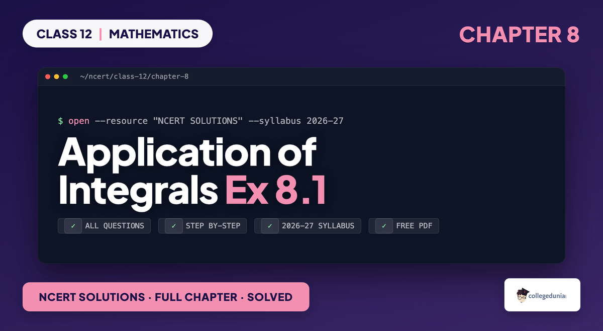 Application Of Integrals Exercise 8 1 NCERT Solutions - Class 12 Maths