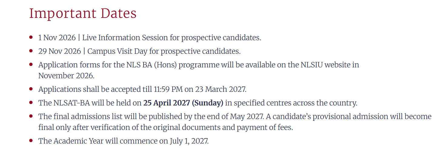 NLSAT 2027 Important Dates