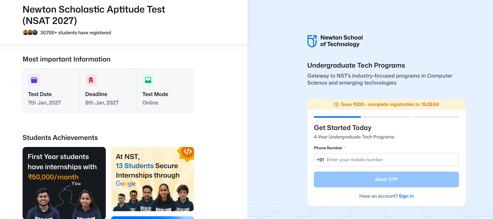 NST Sonepat BTech 2027 Key Details