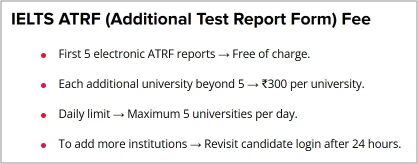 IELTS Additional Score Report Fee 2026