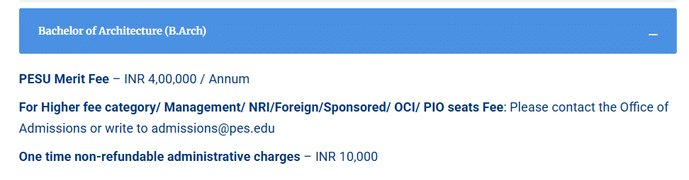 Fee Structure 2026 (As per website)-