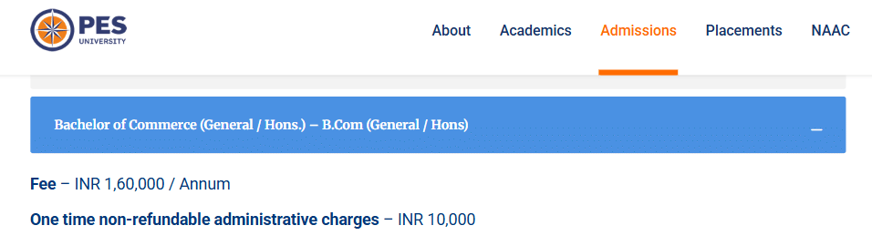 Fee Structure 2026 (As per website)-