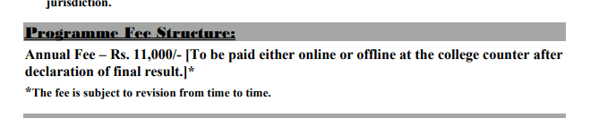 Fees as per Official Website