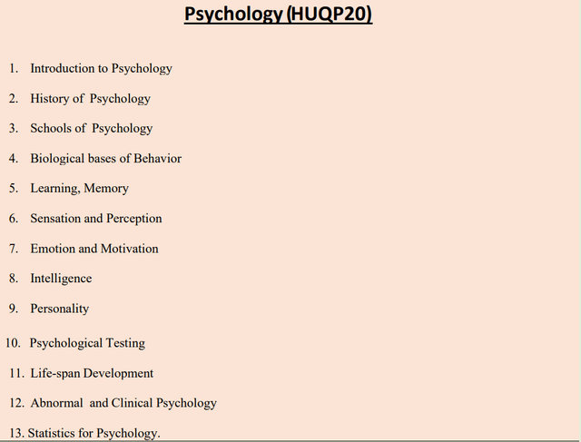Psychology Syllabus