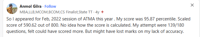 Quora discussions on ATMA exam