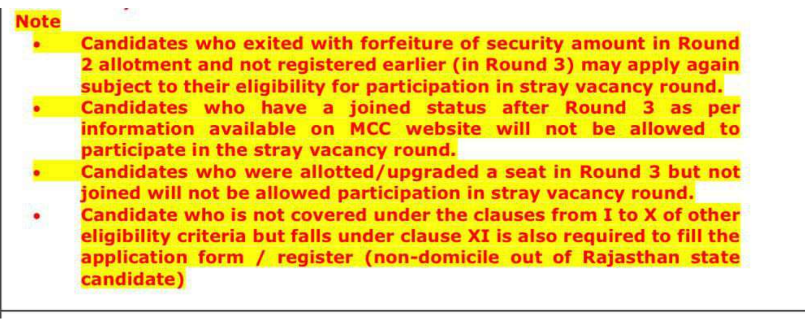 Rajasthan NEET UG 2026 Stray Round