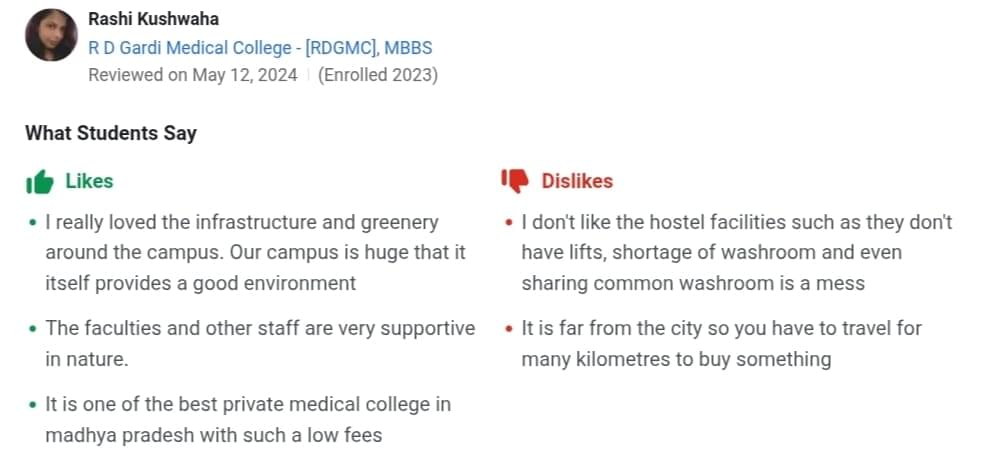 Student review of RDGMC