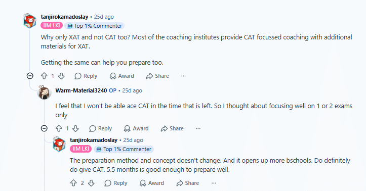 reddit xat preparation guidance