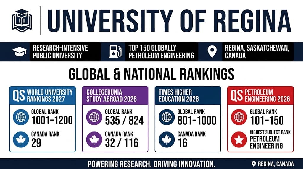 University of Regina Rankings 2026-27 as per QS, THE, US News and ARWU Rankings